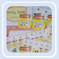 5 golden jars on the honey shop's stand - preschool number rhyme