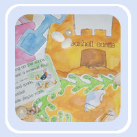5 sandy seashells lying on the shore - number rhyme for preschool math