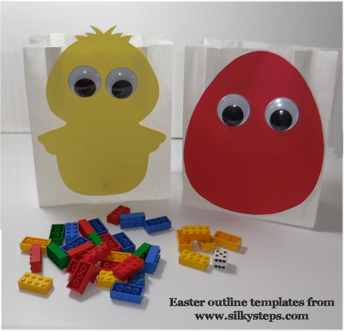 Easter egg and spring time chick bags for colour sorting and counting activities