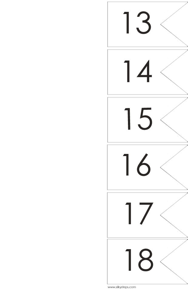 Numbered sandcastle flags - 13 to 18