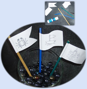 Make flags to label sandcastles