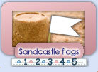 Sandcastle flag labelling, own constructions, build, sort and number ..