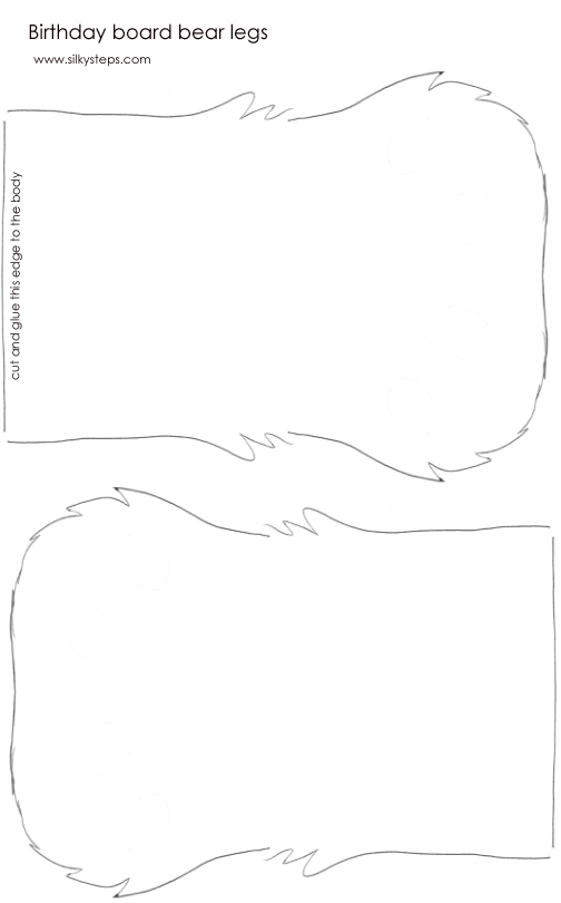 Bear back lower leg outlines - preschool birthday board printables