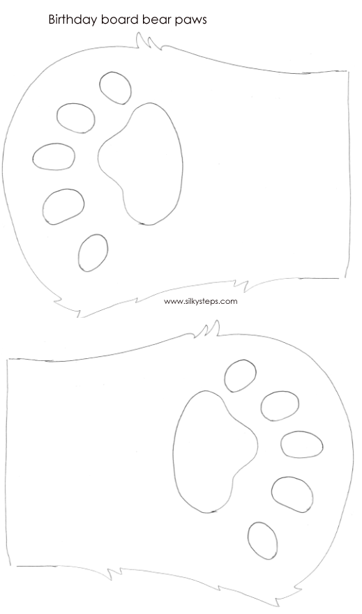 Bear front paws - outline template for preschool birthday board printables