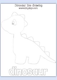 Dinosaur line drawing collage outline for preschool craft activities