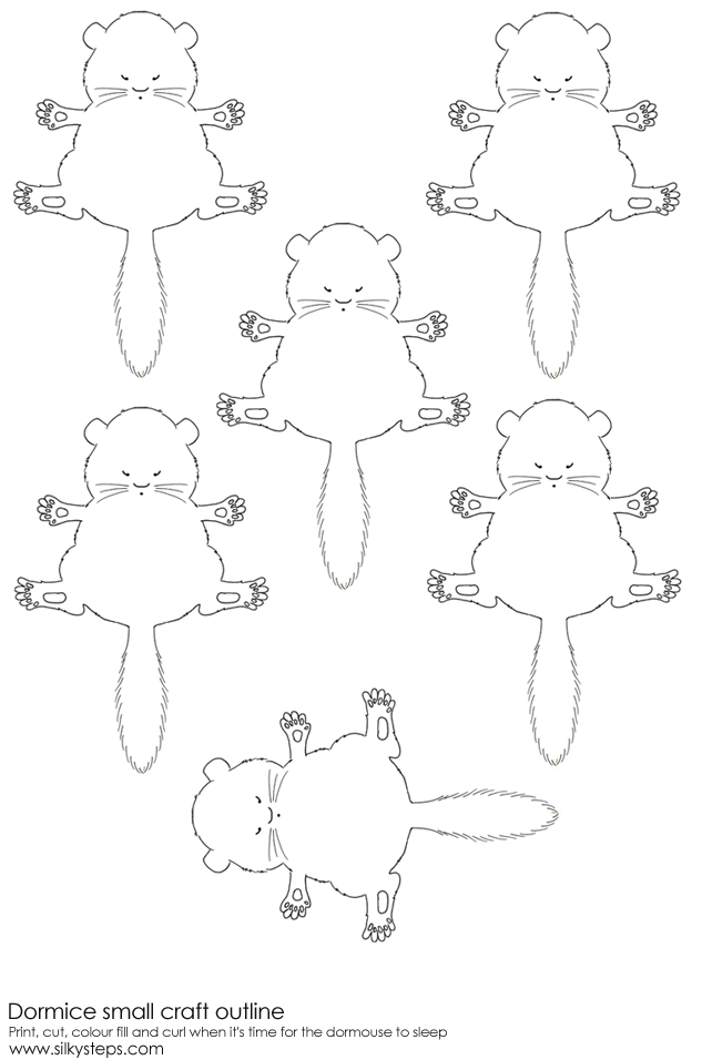 Small hazel dormice printable outlines for play dough and craft
