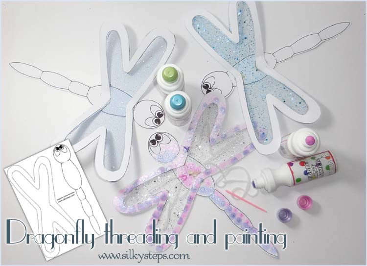 Dragonfly paint and threading craft activity