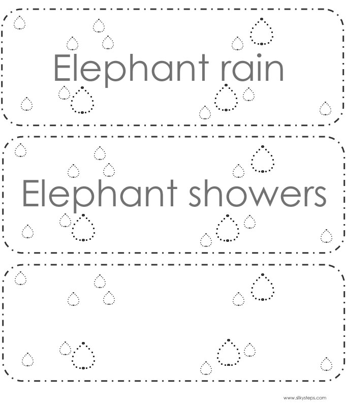 Elephant word sheet- rain and shower