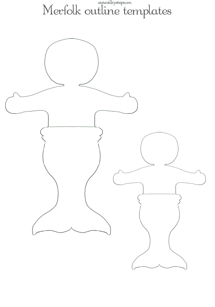 Merfolk outline templates - two sizes