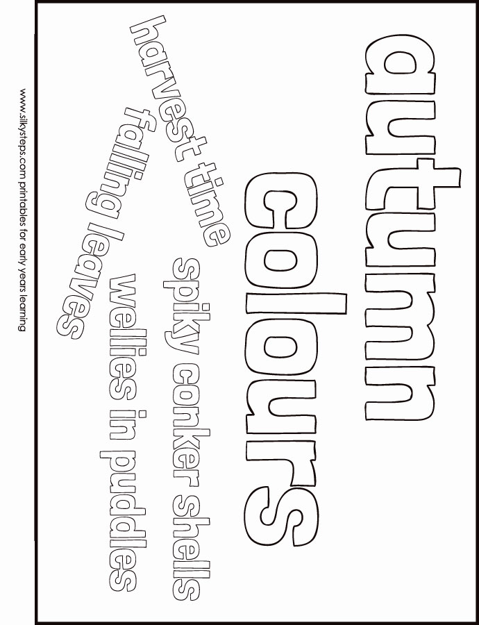 Autumn colours of the season - poster of words and open questions