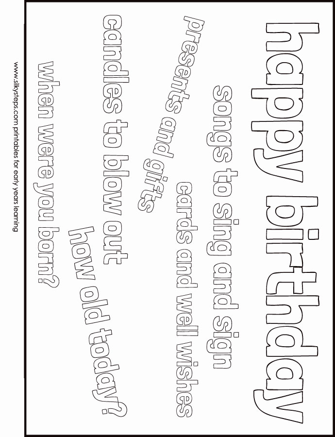 Happy brthday poster of words and open questions