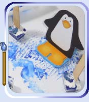 Slip sliding penguins and frozen cubes of paint!