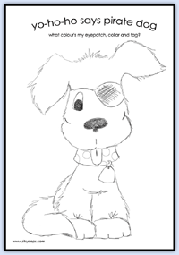 Pirate dog black line colour fill sheet