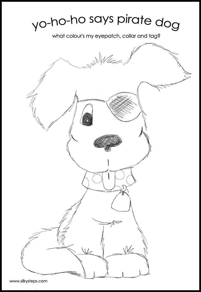 Pirate dog colouring black line pictire