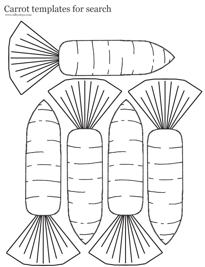 Outline carrot game piece templates