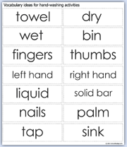 Second sheet of hand hygiene words
