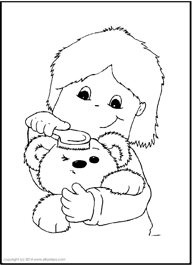 Practice hair combing on teddy and baby dolls