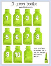 Click to print a full sheet of 10 green bottles