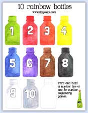 10 rainbow bottles to sit on a wall printable