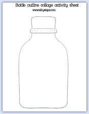 Bottle line drawing - collage outline template