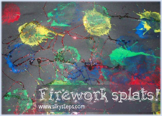 Mark make with paint splats, glitter for a November 5th explosion ..