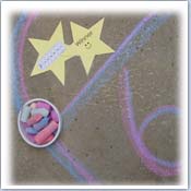 Handmade chalk and hopscotch design markings