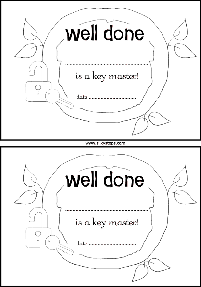 Key master certificate printable for celebrating children's outdoor activities