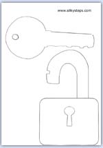 lock and key outline colouring picture template