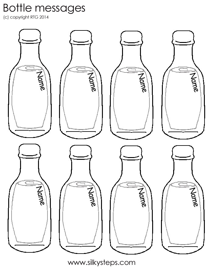 Messages in a bottle with name space printable