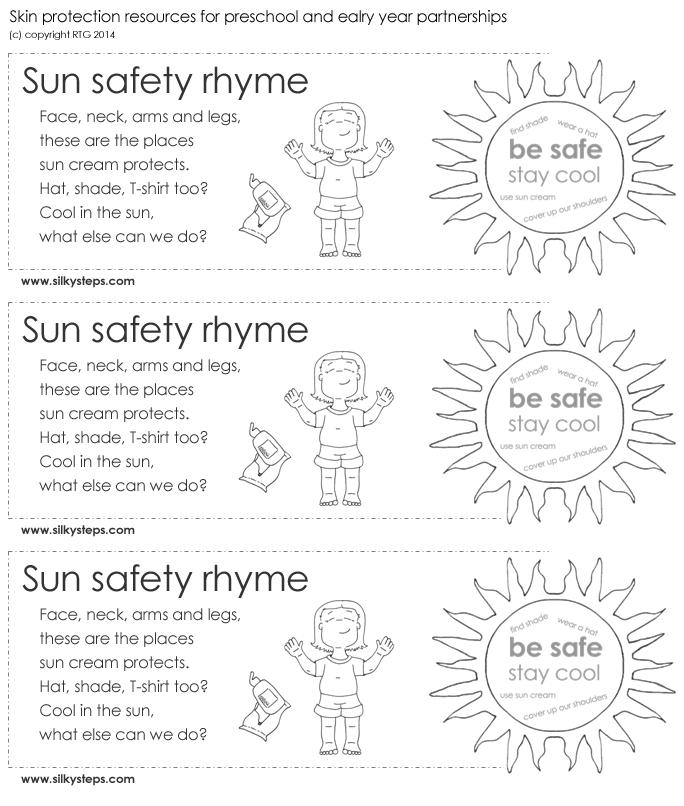 Sun safety awareness rhyme - preschool skin protection policy