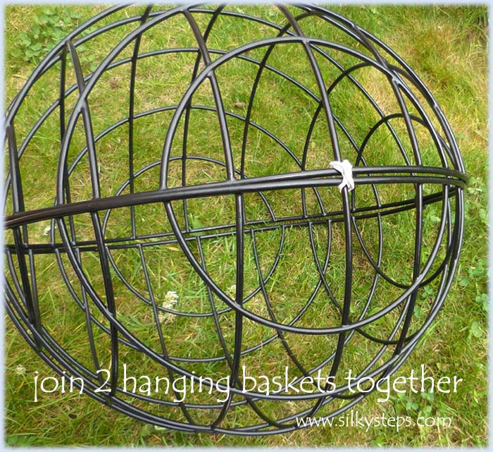 Weaving orb made from two hanging plant baskets