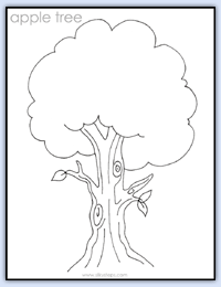 Apple tree outline playdough mat for colour filling and decoration