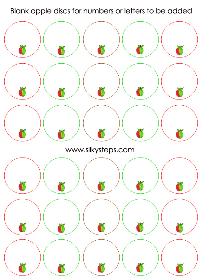 Apple themed printable discs to support children's mark making activity