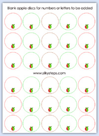 Blank apple discs for number and letter addition