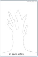 Autumn tree outline line drawing - playdough leaf activity