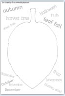 Beech leaf outline with autumnal words
