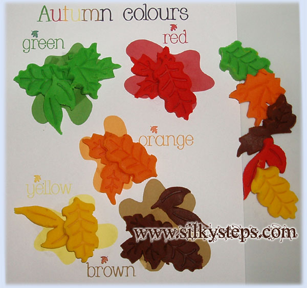 Colour sorting with playdough, leaf cutters and the colours of autumn