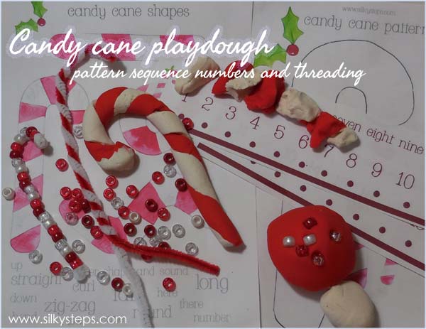 Candy cane Christmas playdough activity