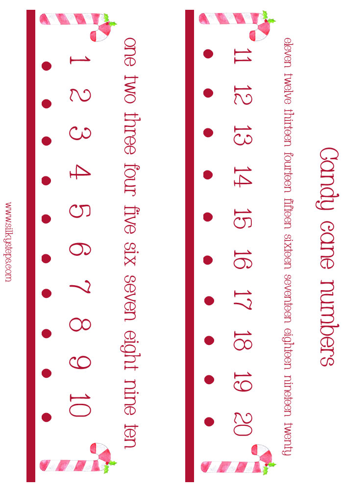 Yuletide candy cane number line 1 to 20