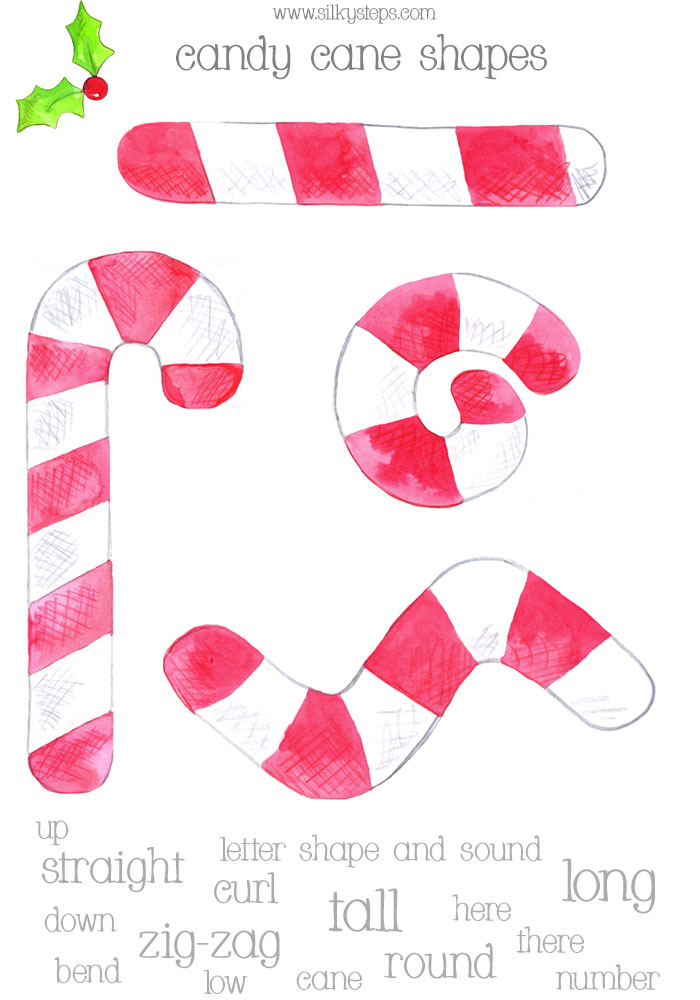 Christmas candy cane playdough - preschool shape formation name and vocabulry activity