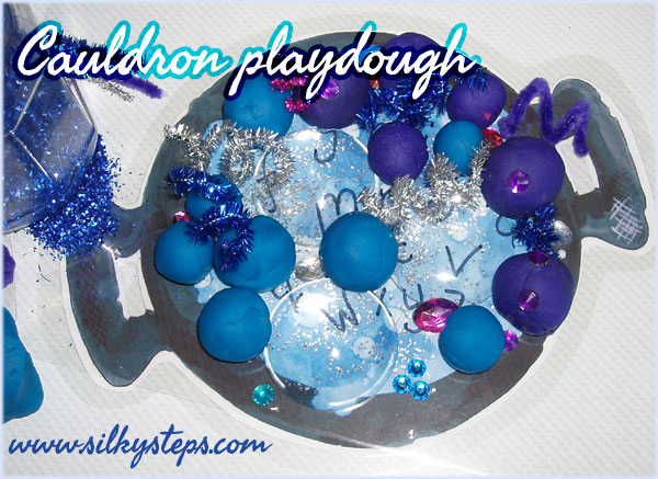 Cauldron playdough activity - reading alphabet potions...