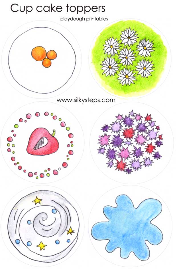 Cup cake toppers for playdough activities
