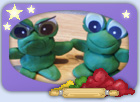 Play dough frogs - model frowns and smiles
