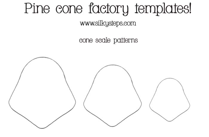Pine cone seed scales pattern pieces - outline templates
