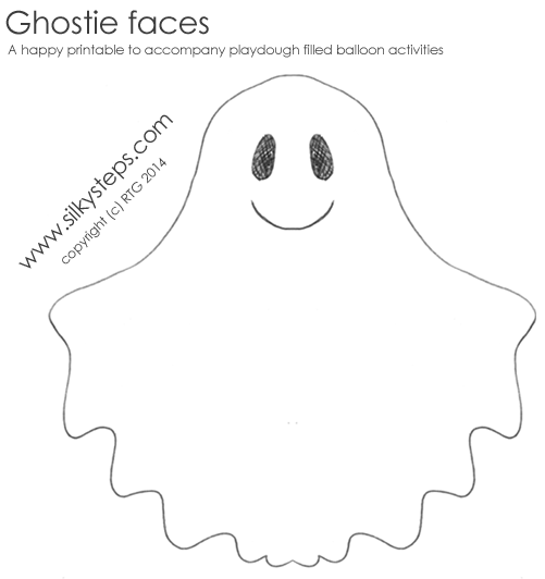Happy smiling ghost face printable playdough image