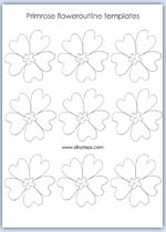 Primrose flower blossom outline templates