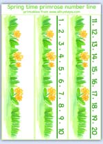 Spring themed primrose flower printable numberline