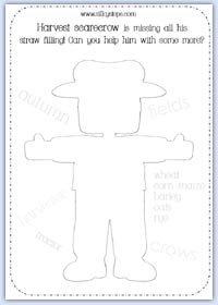 Harvest scarecrow outline template