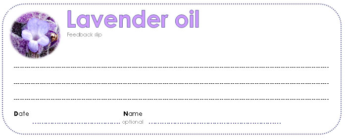 Lavender oil feedback slip - blank