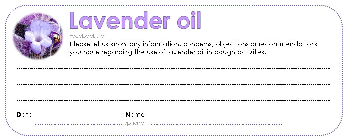Lavender oil feedback slip